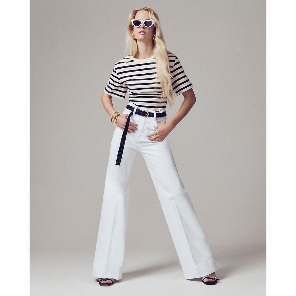 NWT! JCREW Size 30 High-Rise Denim Trouser Jean in White $158 Preppy Classic 32"